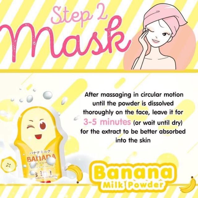 Gói ủ mặt ġiảm mụȵ Bannana Milk Powder 3 in 1 (White plus renew) Thái Lan