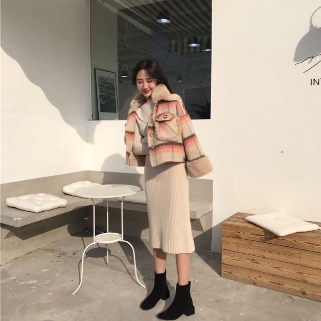 Áo khoác dạ cổ lông sành điệu QCCC