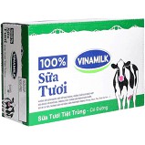 Thùng 48 hộp sữa tươi tiệt trùng Vinamilk 100% Sữa Tươi có đường,ít đường 180ml