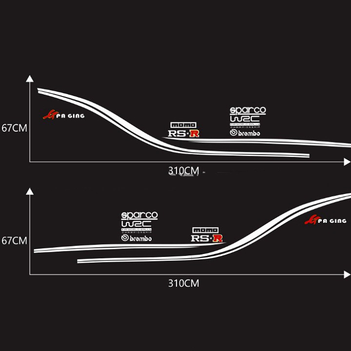 Tem dán sườn xe ô tô phong cách thể thao TS029