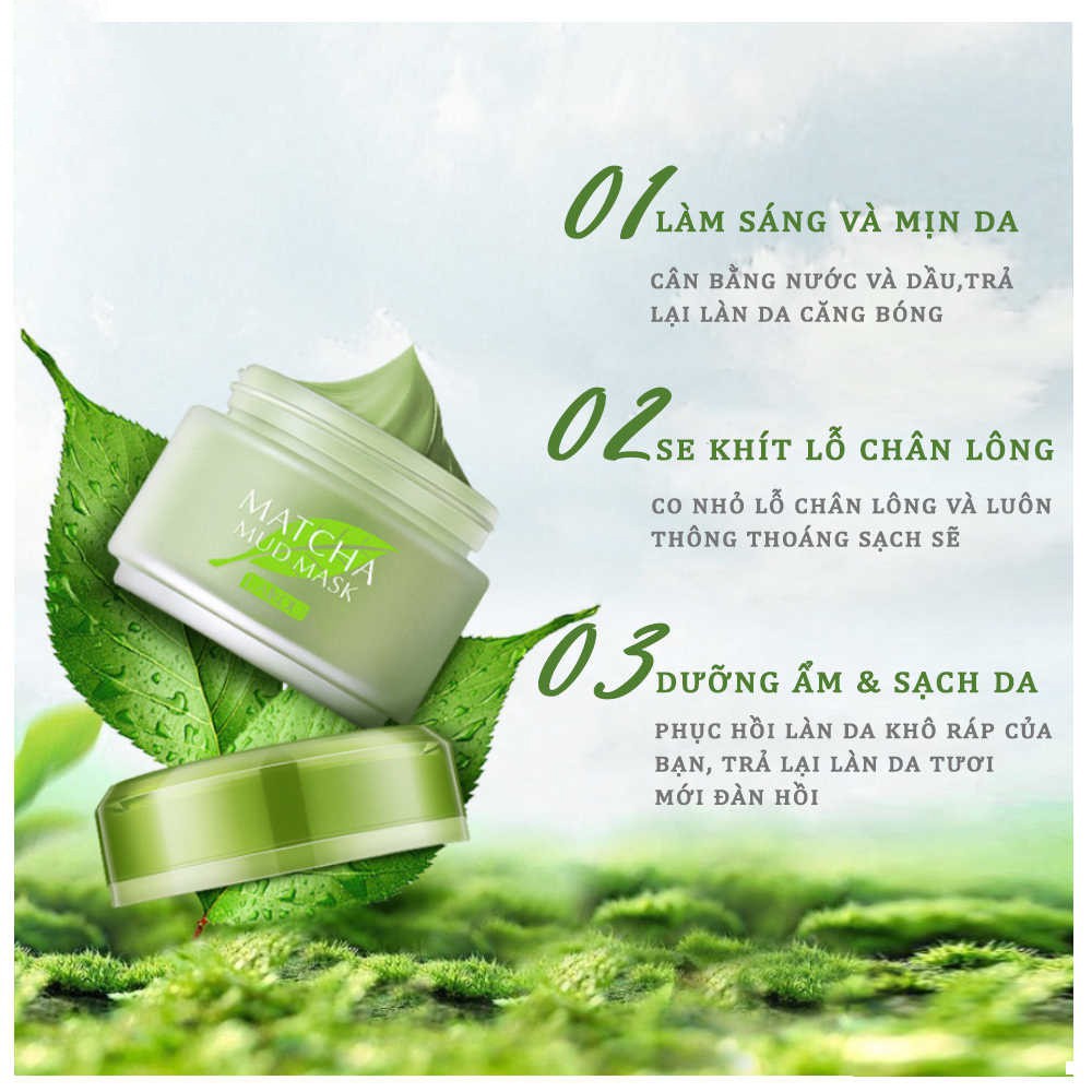 Mặt Nạ Bùn Trà Xanh Laikou Matcha Mud Mask 5 Tác Dụng 85g