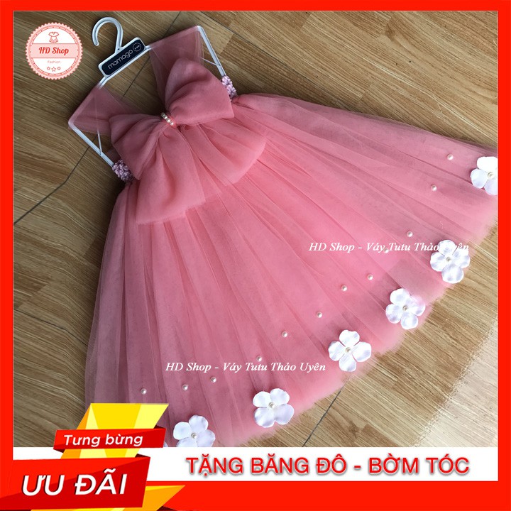 Váy bé gái ❤️FREESHIP❤️ Váy tutu hồng cam nơ cho bé gái