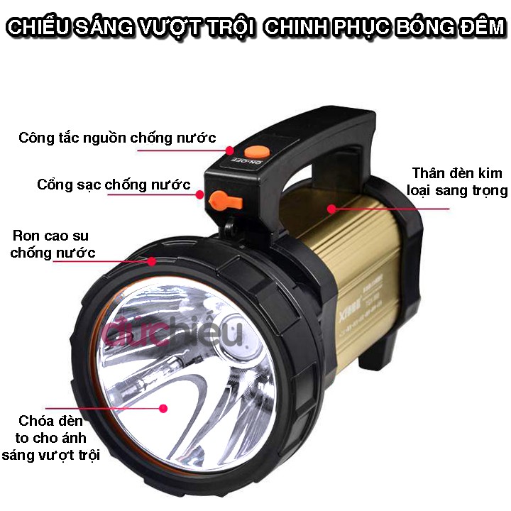 [ Sáng cực mạnh ] Đèn pin siêu sáng chống nước chiếu xa hơn 1000m TGX-998