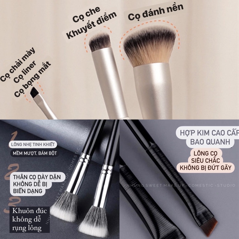 Cọ Eyeliner - Cọ má hồng chuyên dụng tan má hồng baby - cọ che khuyết điểm chuyên dụng mụn quầng thâm mắt màu trắng
