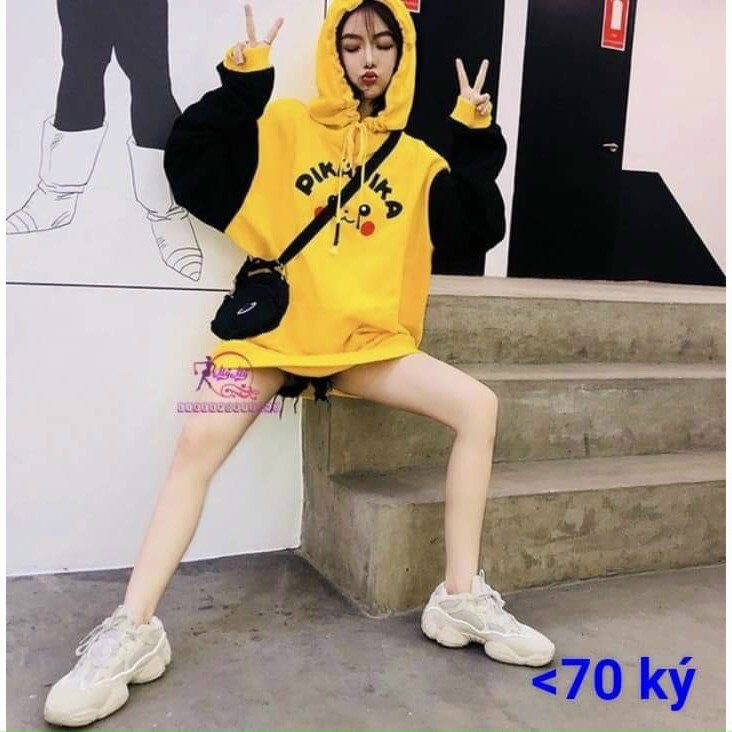 [Ảnh Thật] Áo Khoác Nữ Hoodie Picachu Nỉ Ngoại Freesize 65kg AK94