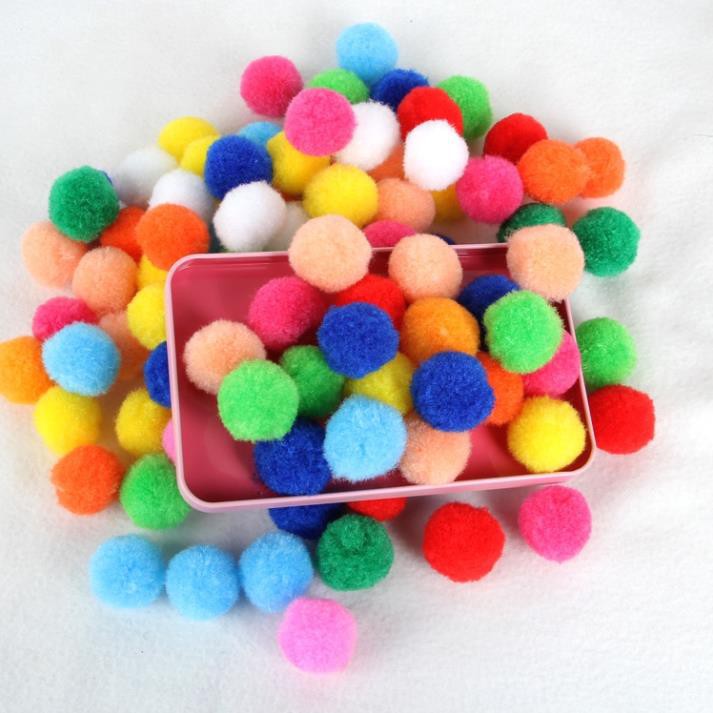 Bịch 1000 hạt pompom 1cm 1.5cm 2.0cm 2.5cm 3.0cm 4.0cm 5.0cm học liệu giáo dục sớm Montessori