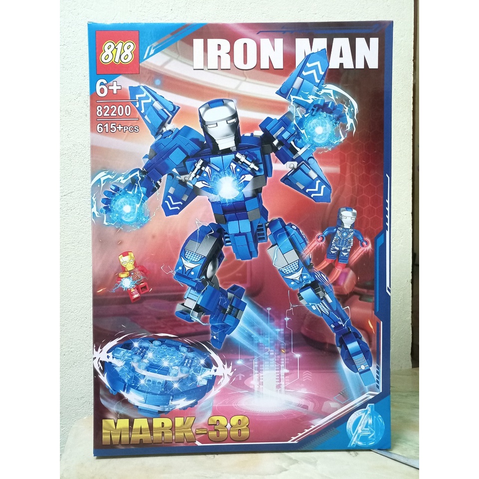Lắp ghép Ironman người sắt lắp ghép 82200 MK38 màu xanh - 615 chi tiết