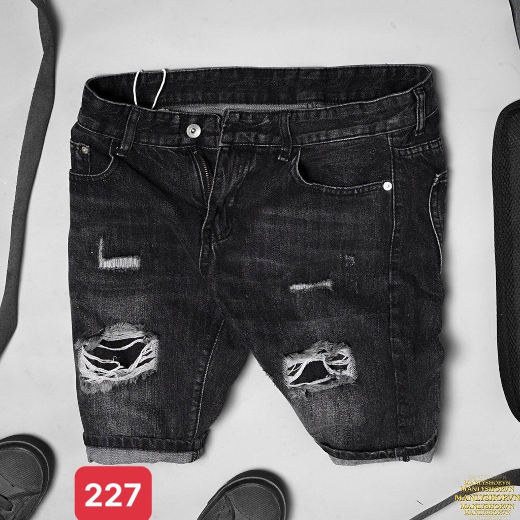 Quần Short Jean Nam Đẹp Chất Bò Co Giãn Cao Cấp, Quần Ngố rách Mẫu Mới Phong Cách Hàn Quốc Q227