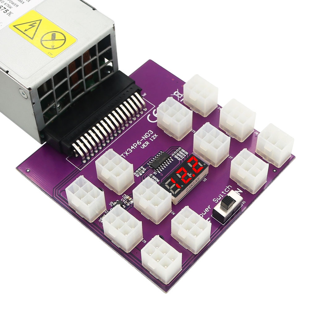 12 Cổng Kết Nối PCI-E 6Pin 12V PSU Server Breakout Board Cho HP 1200W / 1000W / 750W