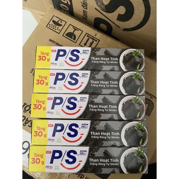 Combo 5 cây kem đánh răng P/S than hoạt tính 30g