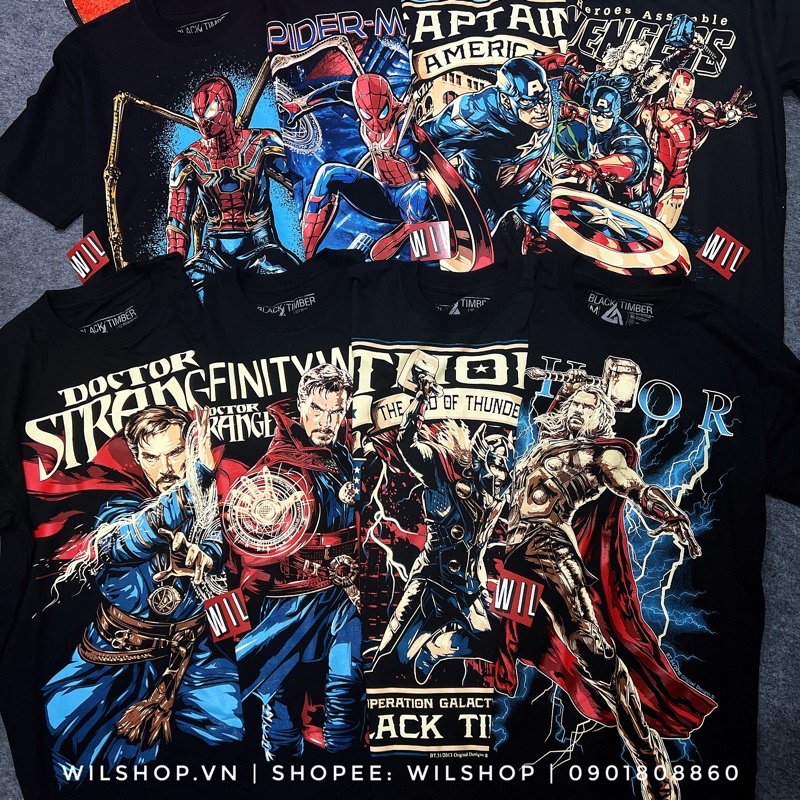 ÁO THOR - CAPTAIN AMERICA - DOCTOR STRANGE - SPIDER MAN 3D - ÁO THUN UNISEX - ÁO MARVEL