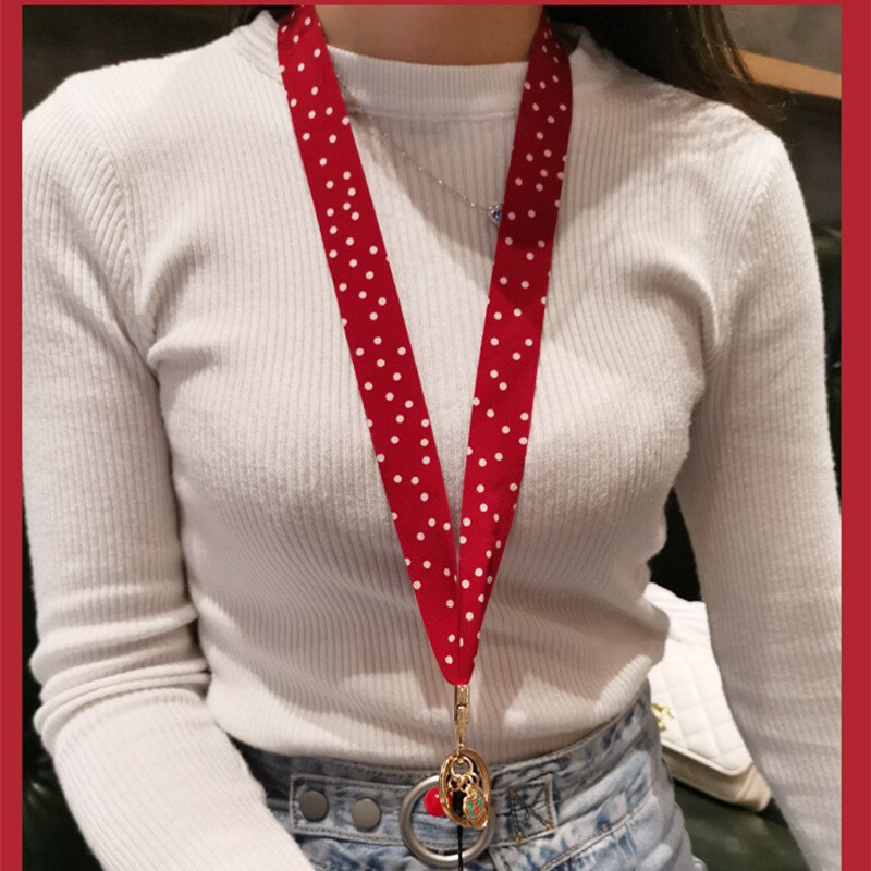 Dây đeo điện thoại/thẻ ID màu đỏ phong cách Trung Hoa truyền thống