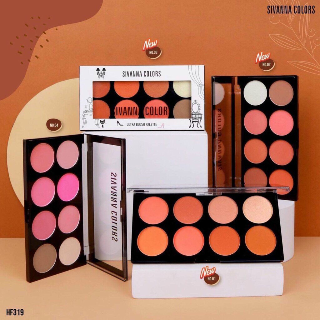 Set Phấn Má- Tạo Khối- Highlight] Sivanna Ultra Brush Palette HF 319