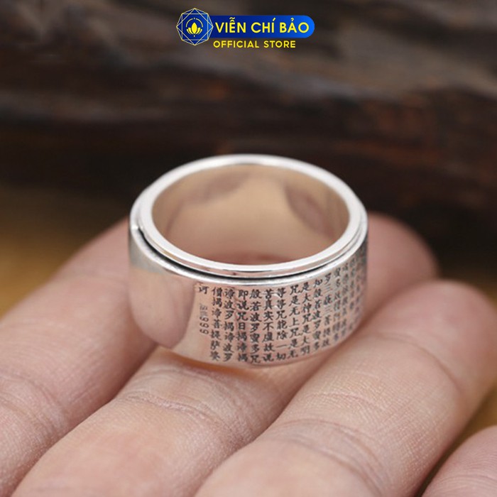 Nhẫn bạc nam Bát Nhã Tâm Kinh xoay 360 độ chất liệu bạc Thái 925 thời trang phụ kiện trang sức Viễn Chí Bảo N100803