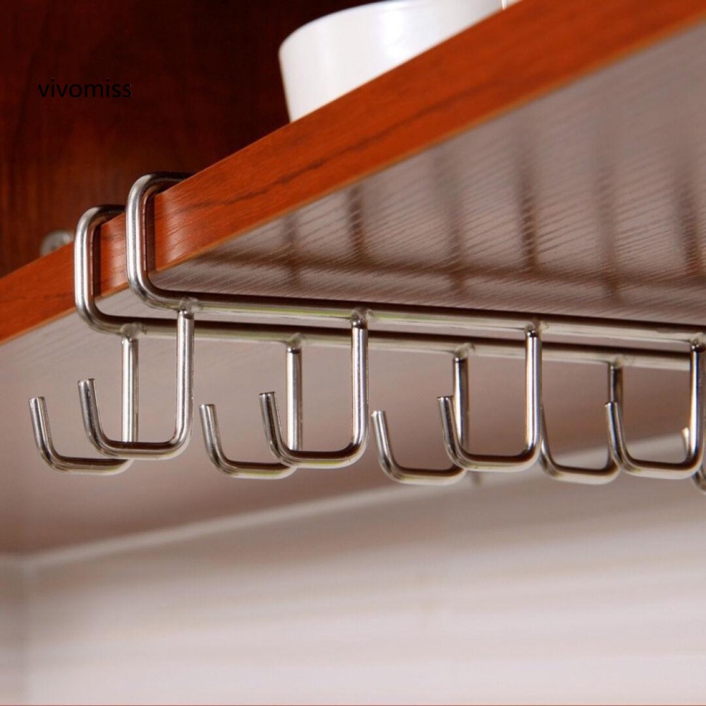 ★VVMS★Tea Coffee Cup Holder Mug Metal Rack Under Shelf Board Hook Cupboard Organizer