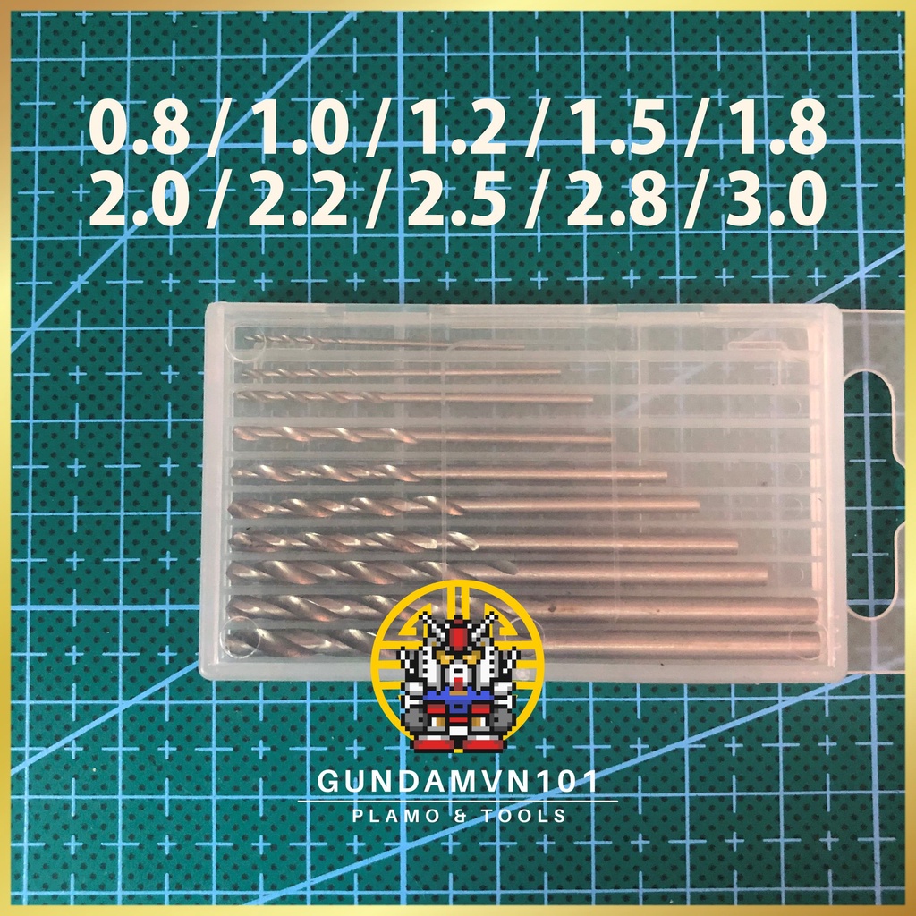 BỘ CÁN KHOAN TAY MINI KÈM 10 MŨI KHOAN -  Dụng cụ custom mod mô hình quân sự nhựa thủ công resin doll Gundam Gunpla