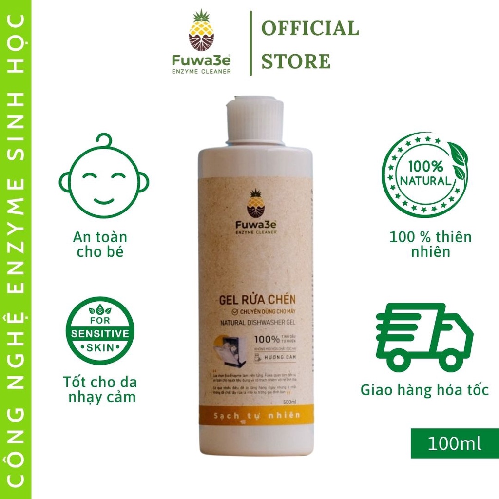 nước rửa bát cho máy rửa chén bát fuwa3e hữu cơ enzyme sinh học dạng gel 500ml