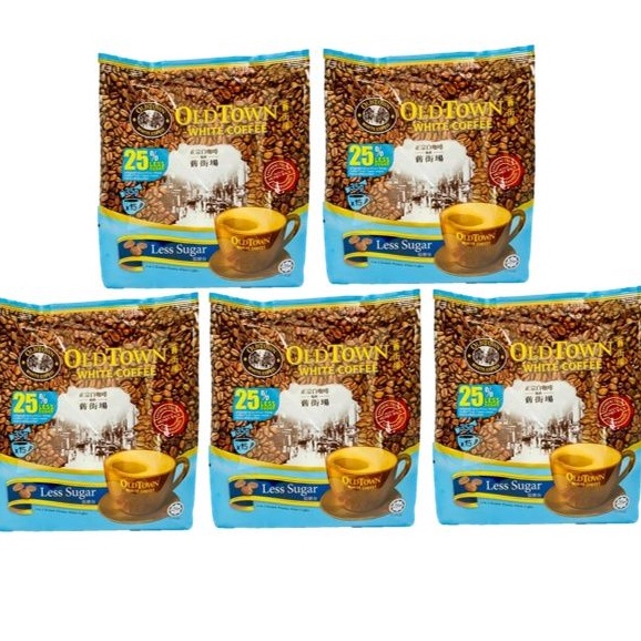 Combo 5 bịch Oldtown Lessugar Malaysia