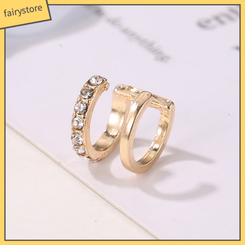 Khuyên tai không xỏ hai tầng đính đá thời trang nữ