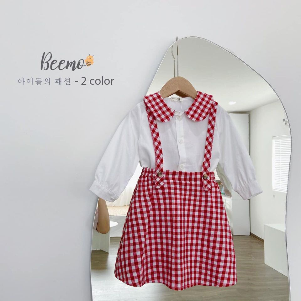 Set yếm váy kèm sơ mi cho bé