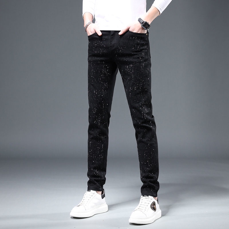 Quần Jean Nam Màu Đen Dáng Ôm