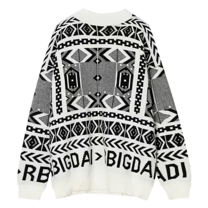 Áo khoác len dày họa tiết kẻ sọc thời trang thu đông 2021 cho nam và nữ