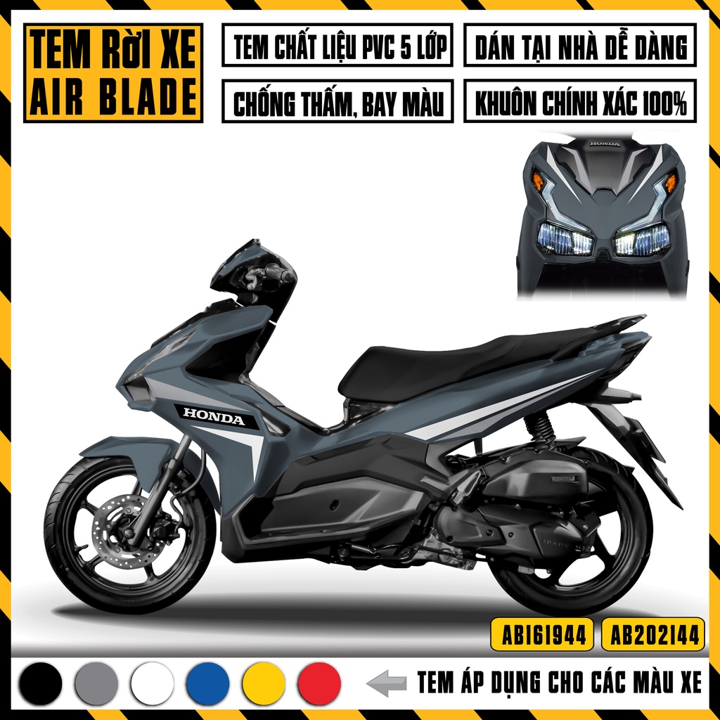 Tem Airblade 150 / 125 Đẹp Chọn Màu | AB44 | Tem Rời AB Dán Xe Air Blade 2016 2019 2020 2021 2022 Decal Cao Cấp
