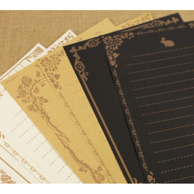 Bộ 8 tấm giấy viết kraft chữ phong cách Châu Âu vintage