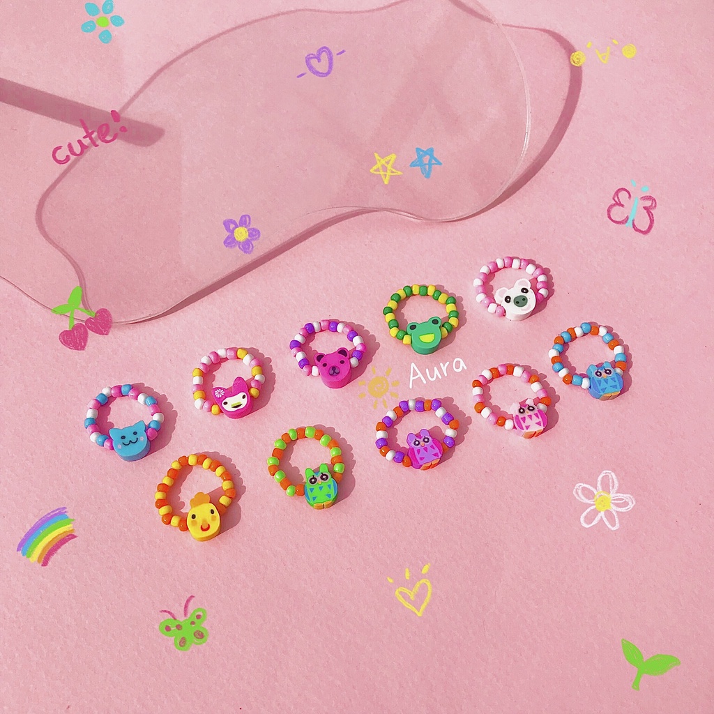Nhẫn cườm Pet cute Handmade  Aura