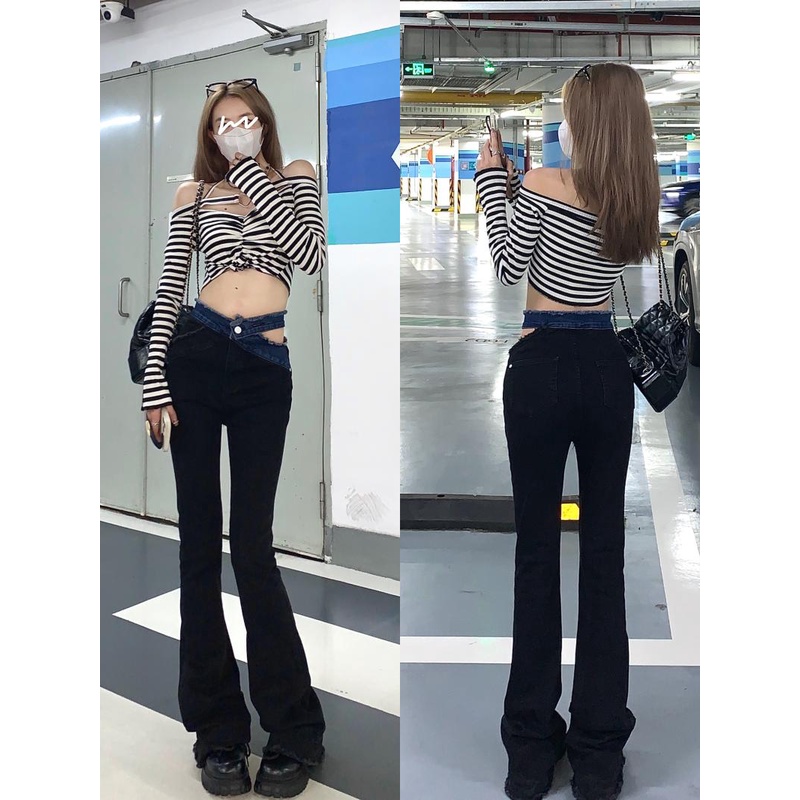 Quần Jean Nữ Ống Loe Lưng Cao Thời Trang