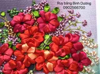 Tranh thêu ruy băng 55x55cm