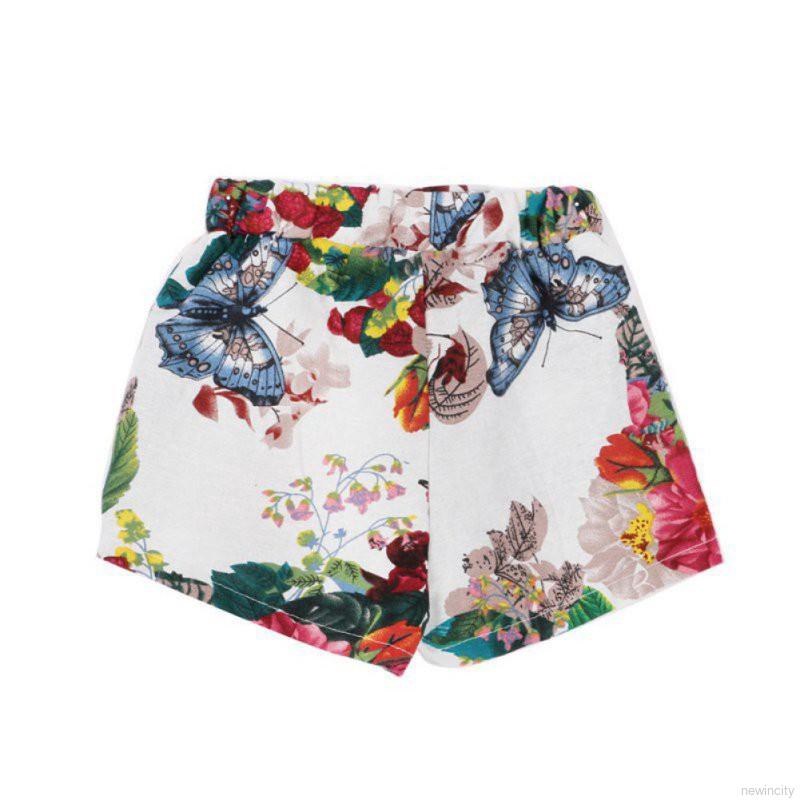 Bộ quần áo gồm 2 món áo thun không tay áo + quần short mùa hè cho bé gái