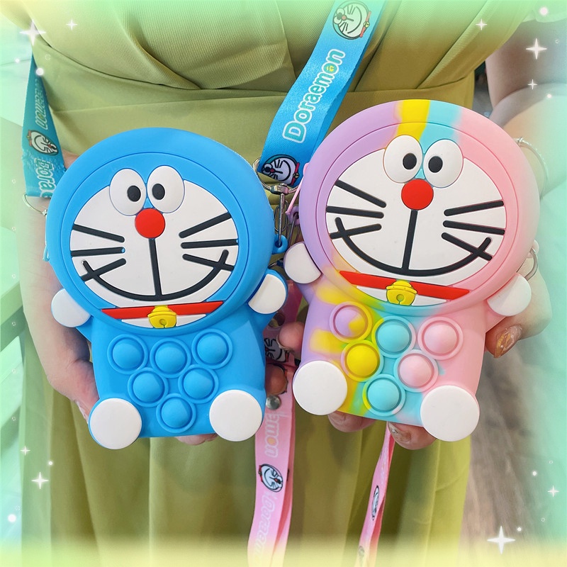 Ví Đựng Tiền Xu Hình Doraemon Dễ Thương Cho Bé Gái Giá Đỡ