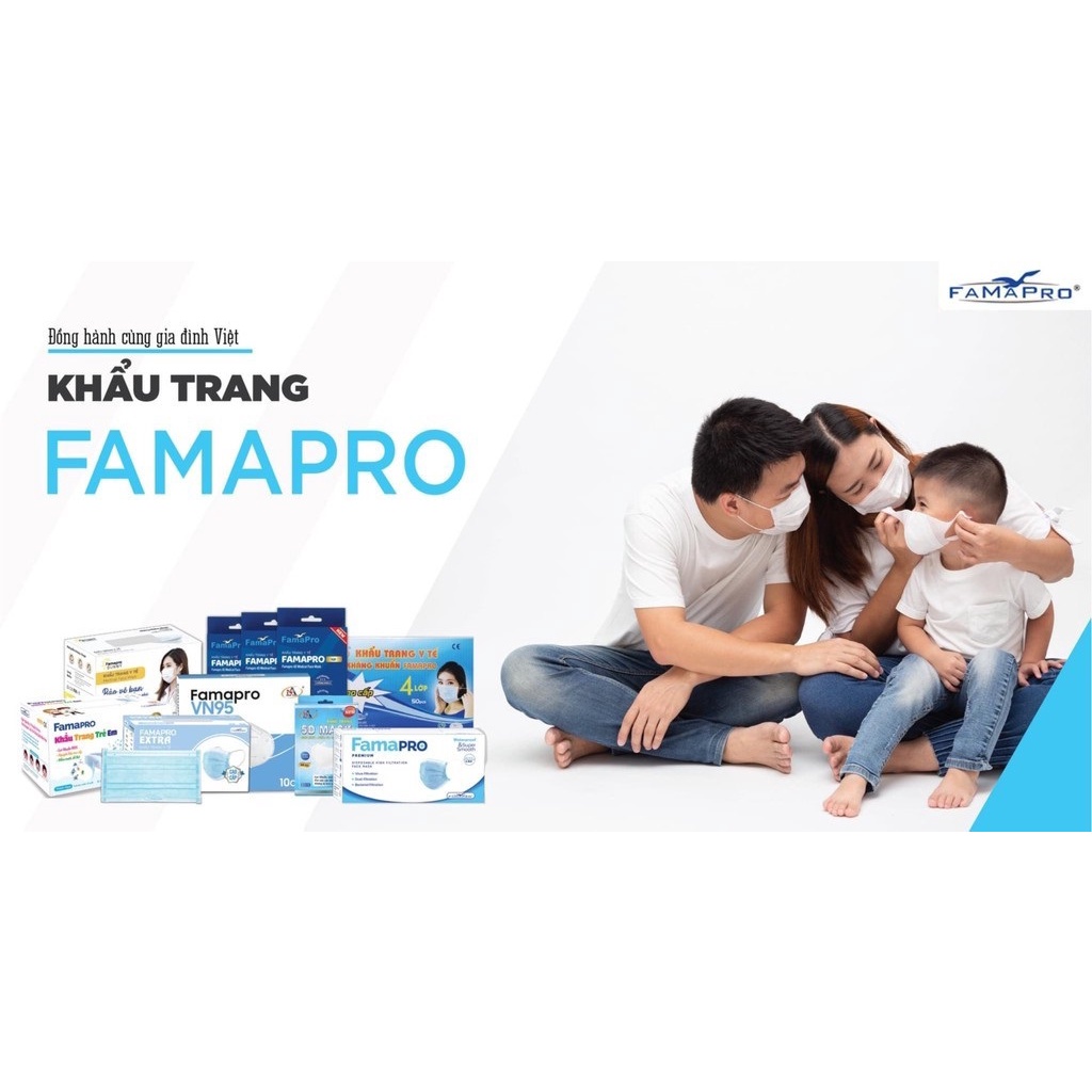 Hộp 10 Khẩu trang y tế 4D KF94 FAMAPRO chống khuẩn cao cấp 3 lớp - Việt Nam