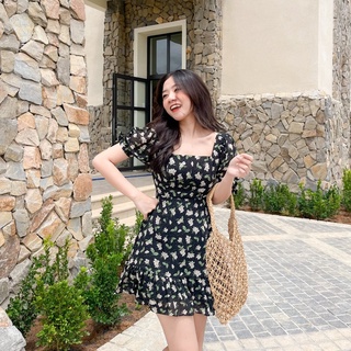 Đầm nancy - đầm cổ vuông nơ tay