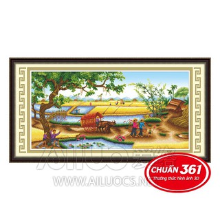 Tranh thêu làng quê ms 53292