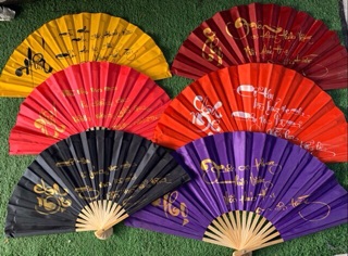 Quạt Vải Lụa In Thư Pháp