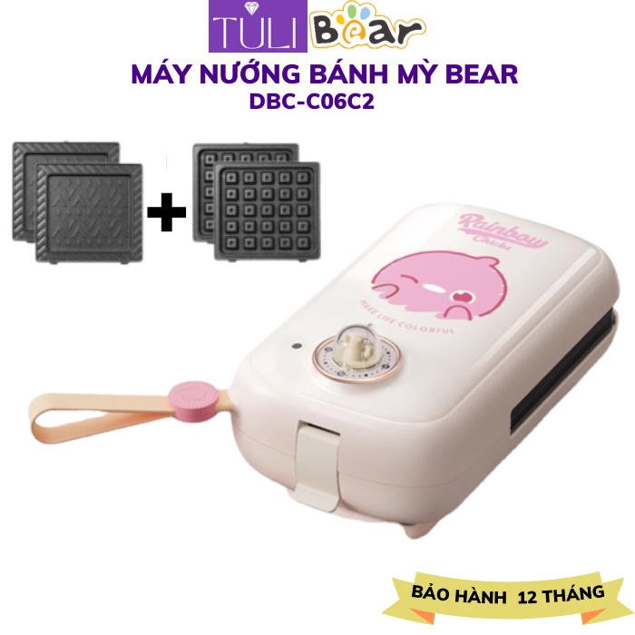 Máy Kẹp Nướng Bánh Mì Mỳ Sandwich Bear C06C2, làm bánh Waffle -Bánh Quế - Hotdog -Làm Bữa Sáng Cho Gia Đình, BH 12 tháng