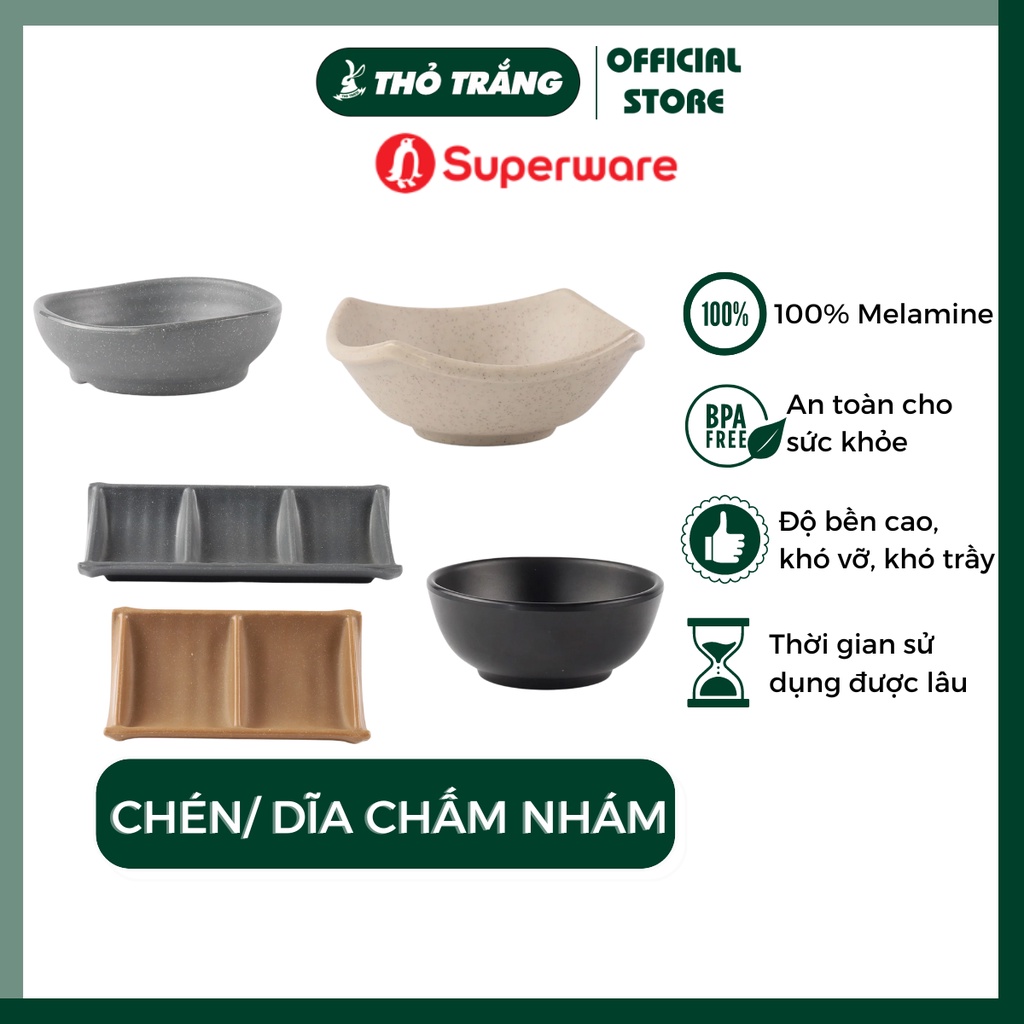 Chén, dĩa chấm nhựa nhám cao cấp Srithai Superware Thái Lan đa dạng mẫu mã, màu sắc
