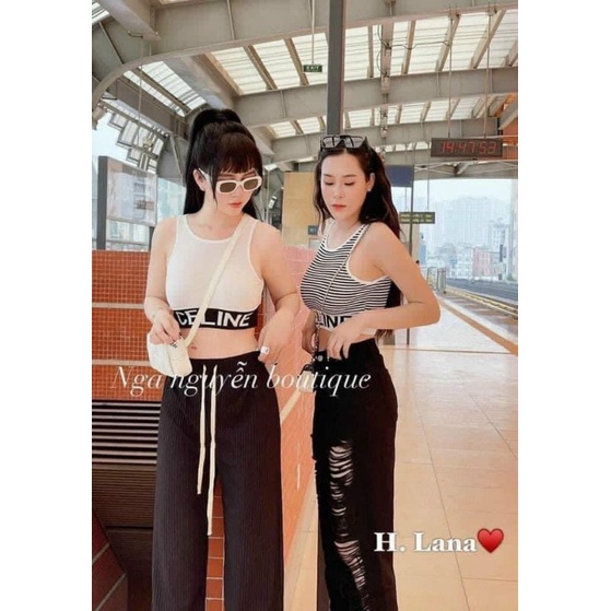 Áo croptop ba lỗ viền bo eo CE.LINE ( kèm ảnh thật)