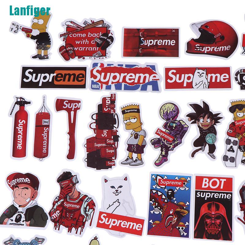 Bộ 50 Miếng Sticker Dán Trang Trí Xe Hơi / Laptop / Ván Trượt In Chữ Supreme