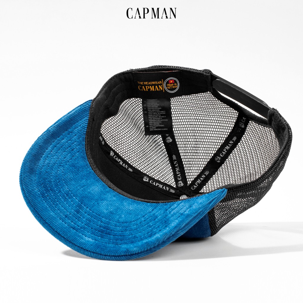 Mũ lưỡi trai CAPMAN chính hãng full box, nón kết nam snapback nhung CM96 màu xanh