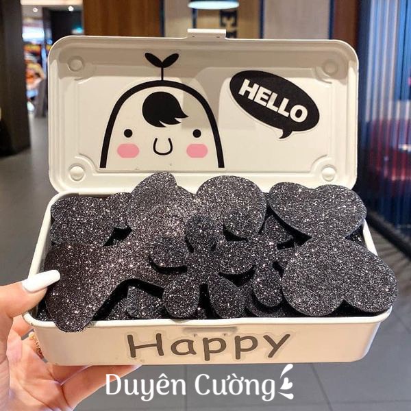Giá sỉ Bộ 10 miếng dán tóc ánh nhũ nhiều hình tự dính cố định tóc phong cách Hàn Quốc