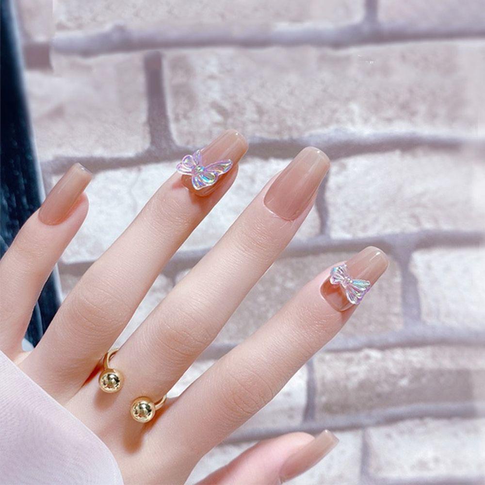 OCEANMAP Bộ Phụ Kiện Trang Trí Móng Tay Hình Nơ Màu Kẹo Dễ Thương Charms