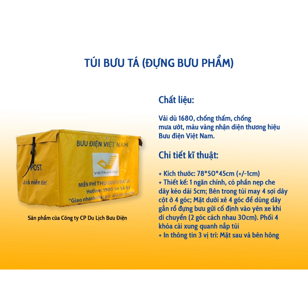 Túi Bưu Tá Shipper Vàng Vải Dù Chống Thấm Nước Có Khóa Cài Thương Hiệu Vnpost Bưu Điện Việt Nam