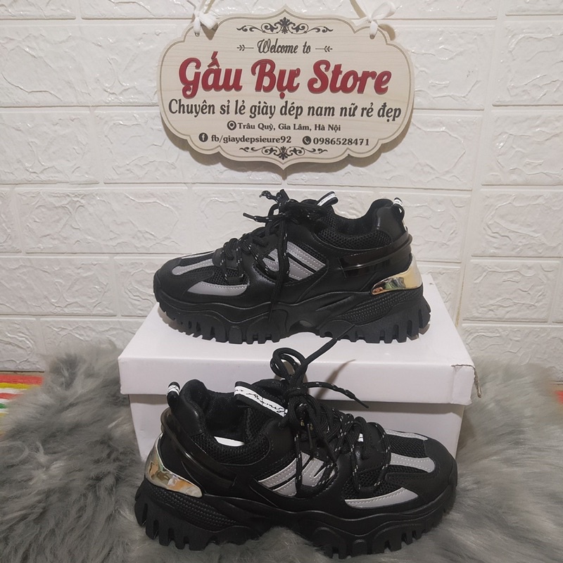 Giày Thể Thao Sneaker Nữ Gót Bạc Có Phản Quang