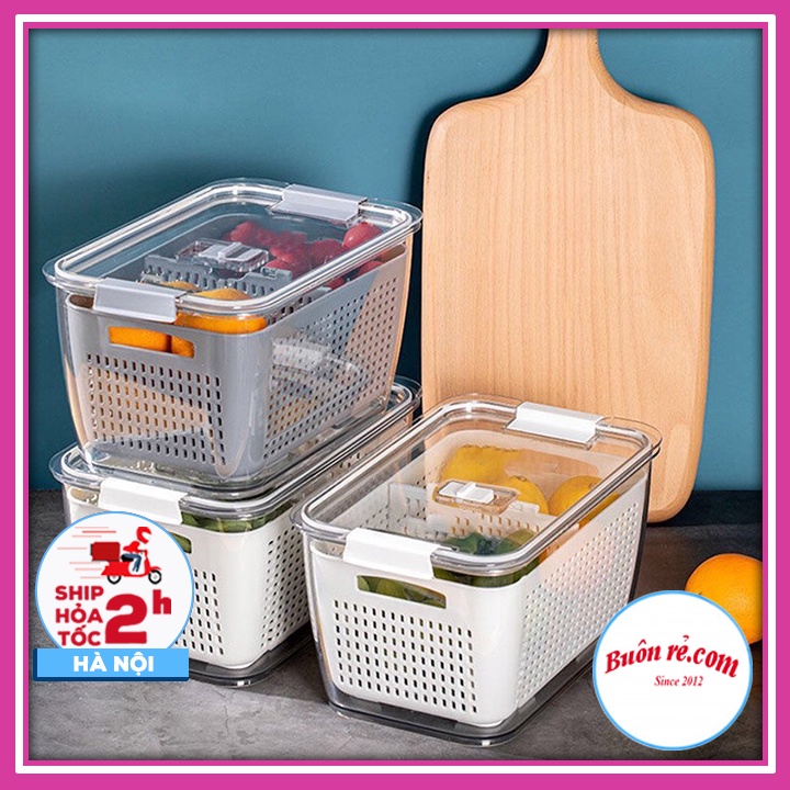 Hộp đựng thực phẩm tủ lạnh 2 lớp Hokori – Hộp bảo quản thức ăn có lỗ thoát nước Việt Nhật (MS 6588 - 6589)