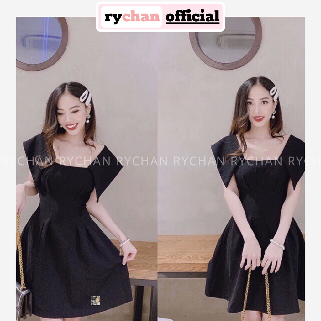 DX026 - Đầm Xòe Cổ Vuông 2 Màu Sang Trọng Đầm Dự Tiệc Đi Chơi