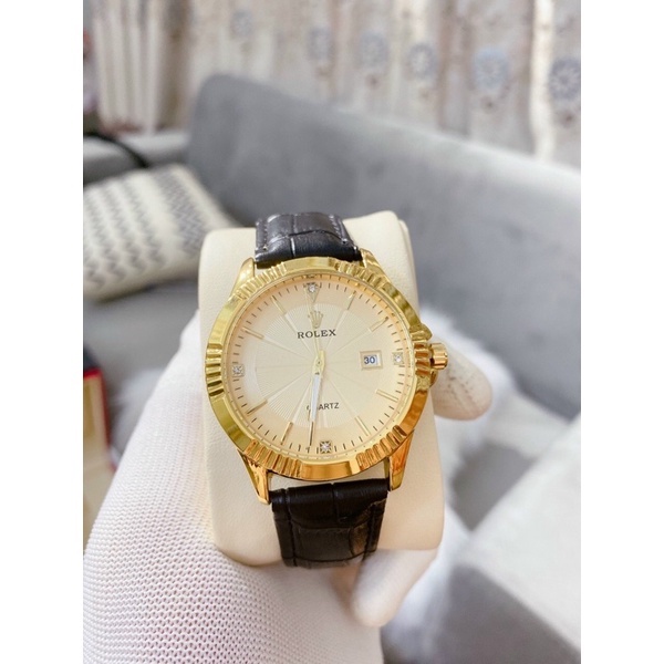 Đồng Hồ Rolex Nam Dây Da Viền Băm Cao Cấp Thời Trang Có Lịch Ngày Giá | BigBuy360 - bigbuy360.vn