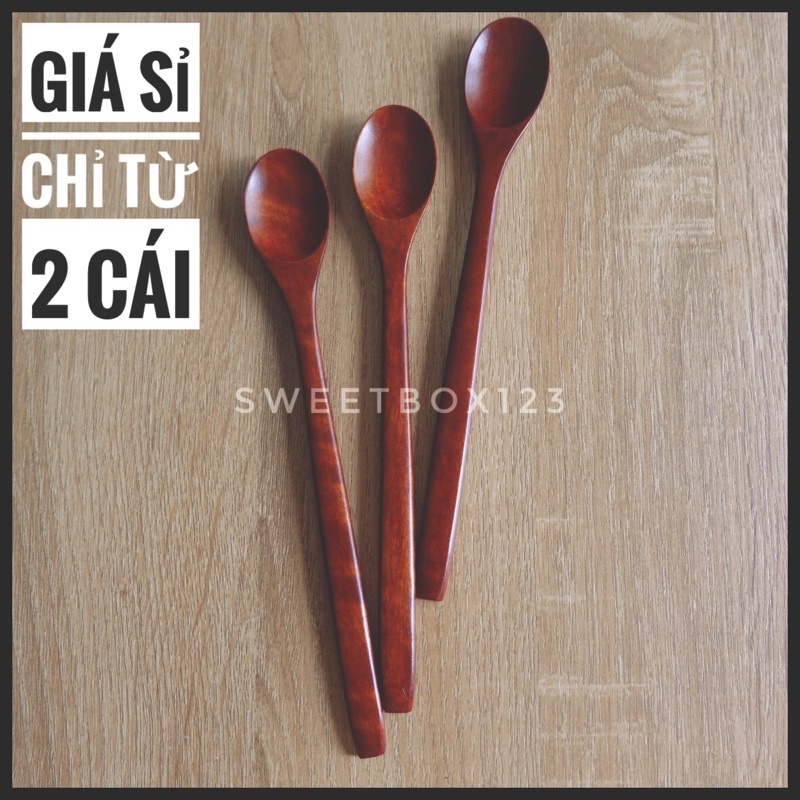 Muỗng Gỗ Giá Sỉ Tặng Khách Hàng Khuấy Mật Ong Saffron Cà Phê - Thìa Gỗ Nhãn Xuất Hàn Xử Lý Chống Thấm Nước An Toàn